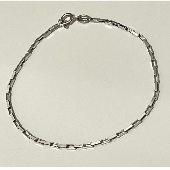 VTG Arezzo Italy Square Link 925 STERLING SILVER BRACELET 7" Signed Star 560 AR - Picture 2 of 7